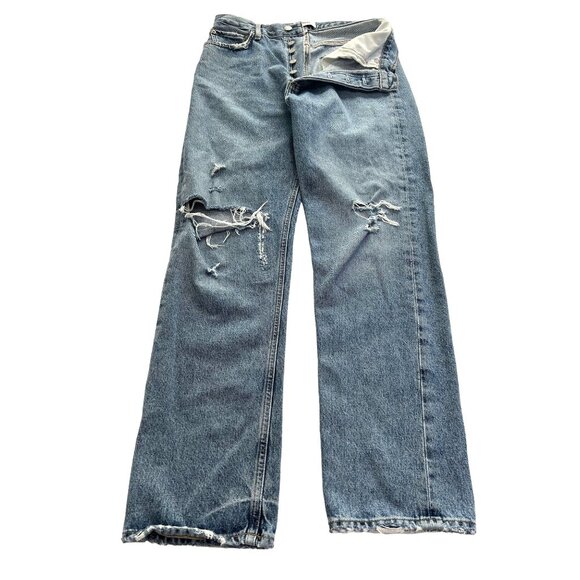 AGOLDE 90's Pinch Waist Distressed Jeans in Blue - Picture 1 of 6